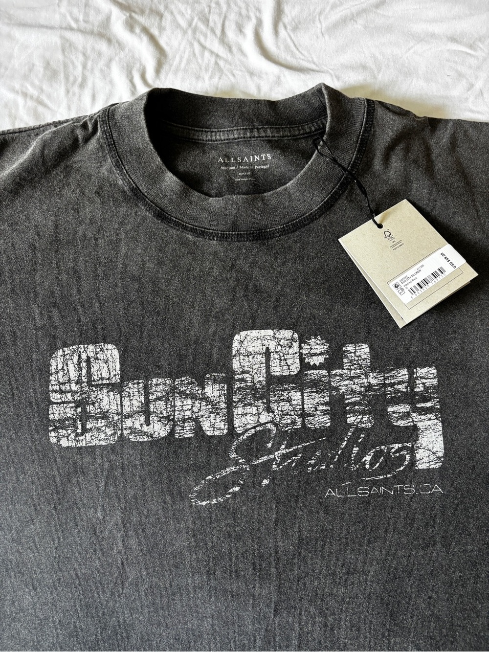 ALLSAINTS Sun City Graphic T-Shirt Washed Black Men’s M NWT Boxy Tee